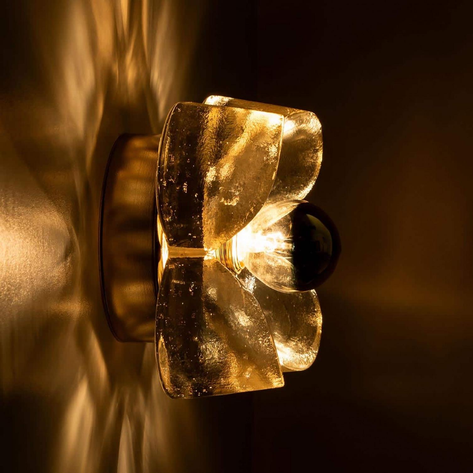 Mehrere Flower Wall Lights, Messing und Glas von Sische, 1970er Jahre, Deutschland im Angebot 7