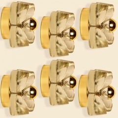 Several Flower Wall Lights, Brass and Glass by Sische, 1970s, Germany