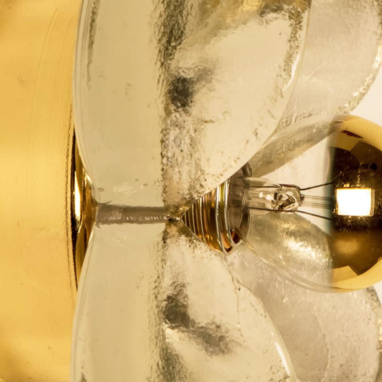 Mehrere Flower Wall Lights, Messing und Glas von Sische, 1970er Jahre, Deutschland im Zustand „Gut“ im Angebot in Rijssen, NL