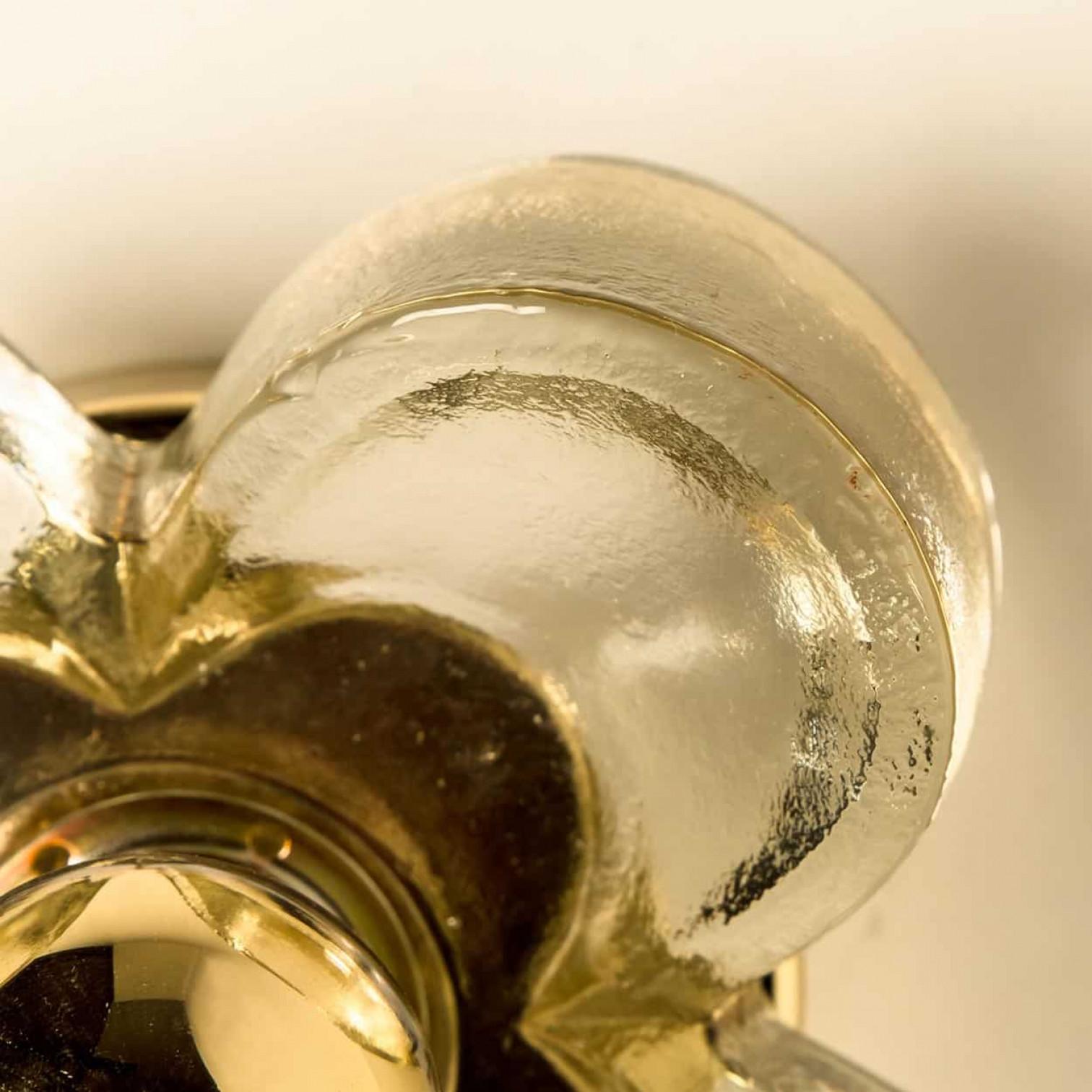 Mehrere Flower Wall Lights, Messing und Glas von Sische, 1970er Jahre, Deutschland (Ende des 20. Jahrhunderts) im Angebot