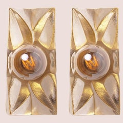 Several Flower Wall Lights, Brass and Glass by Sische, Germany 1970s