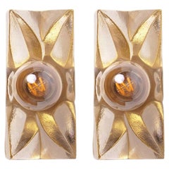 Several Flower Wall Lights, Brass and Glass by Sische, Germany 1970s