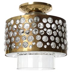Mehrere Flush Mount Lights, patiniertes Messing, klares Glas, Rupert Nikoll, 1960er Jahre