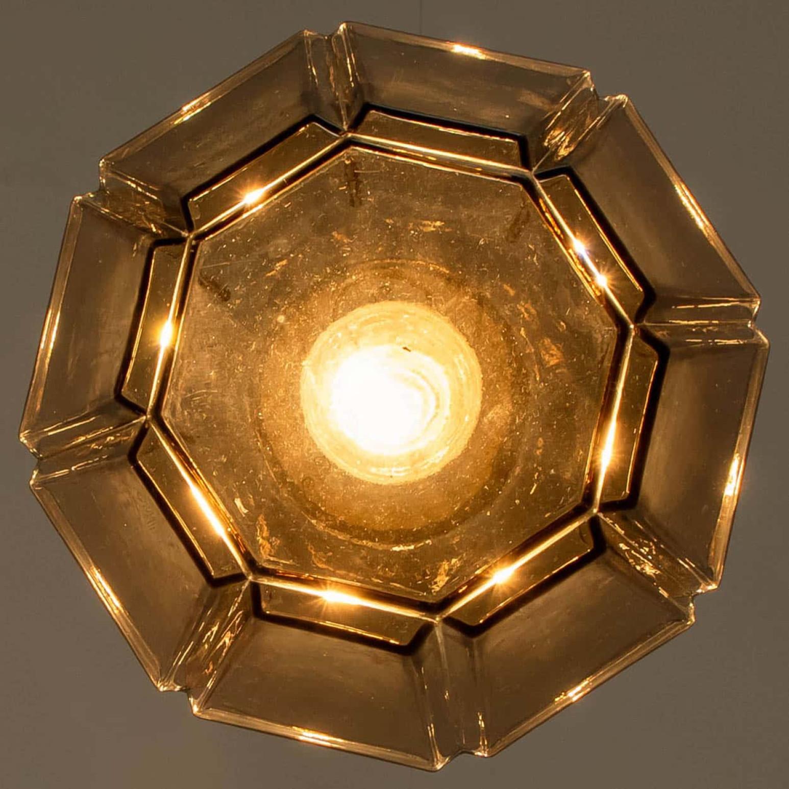 Tedesco Diverse luci a sospensione geometriche in ottone e vetro di Limburg, anni '70 in vendita