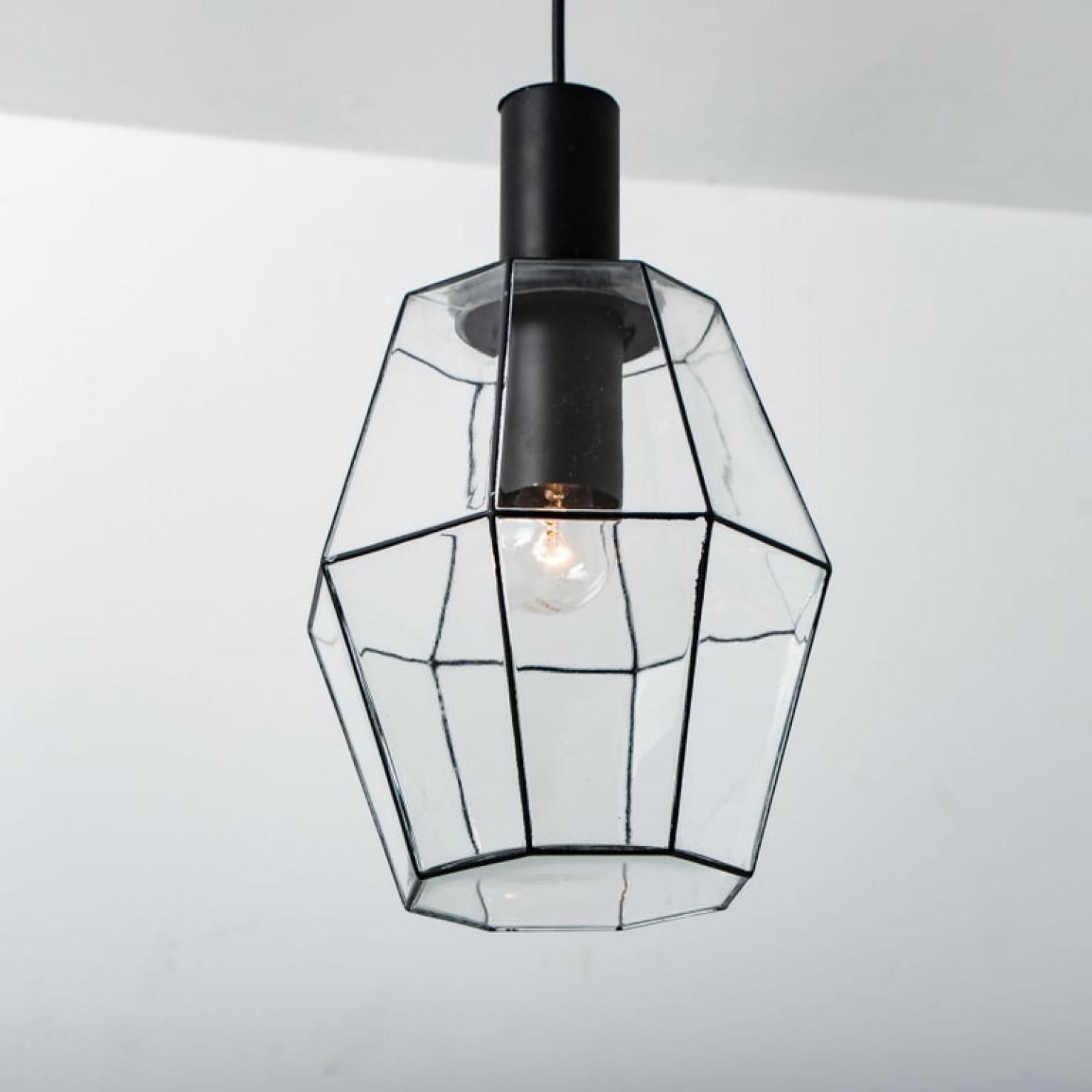 Diversi lampadari geometrici in ferro e vetro trasparente di Limburg in vendita 6