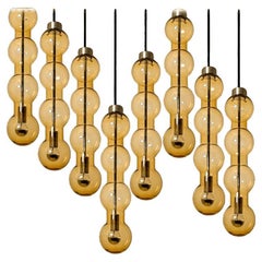 Mehrere bernsteinfarbene Pedant Lights aus Glas, Doria, 1960er Jahre