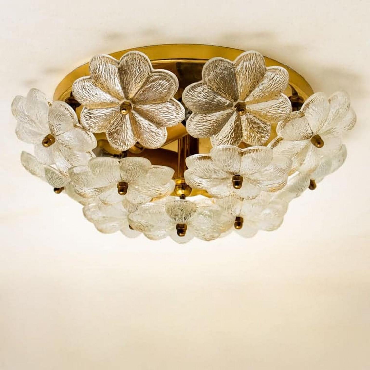 Several Glass and Brass Floral Wall Lights from Ernst Palme, 1970s For Sale 3