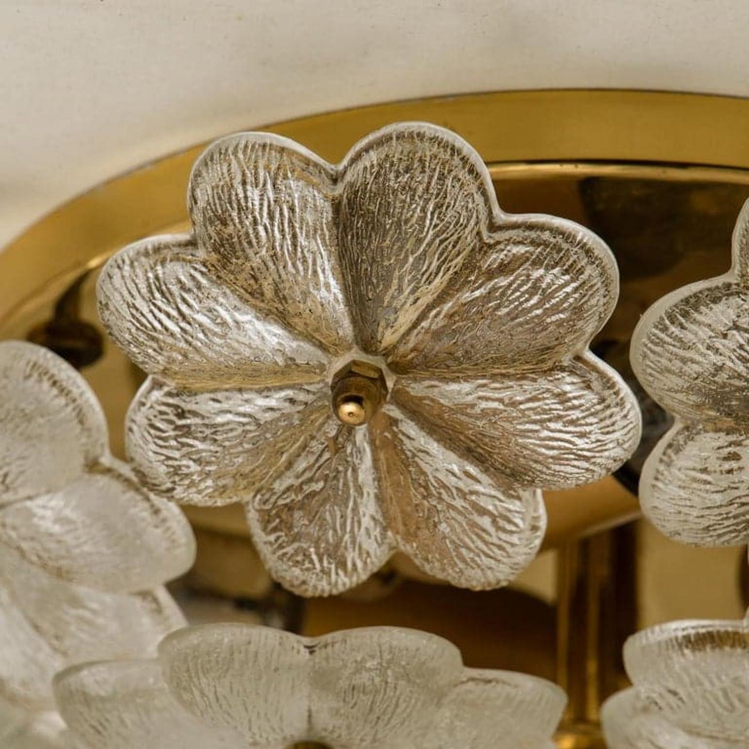Several Glass and Brass Floral Wall Lights from Ernst Palme, 1970s For Sale 4