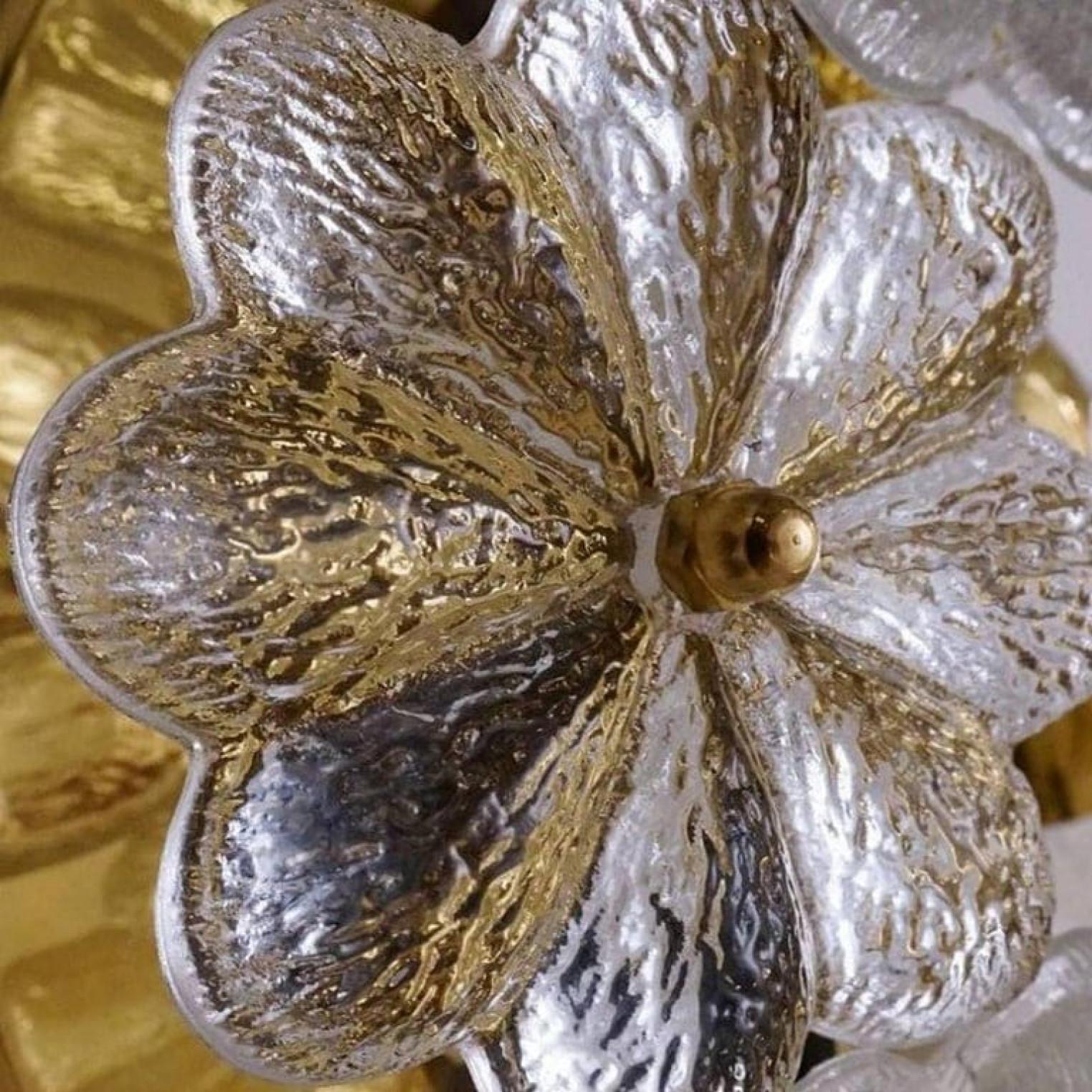 Several Glass and Brass Floral Wall Lights from Ernst Palme, 1970s In Excellent Condition For Sale In Rijssen, NL