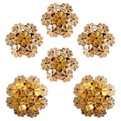 Several Glass and Brass Floral Wall Lights from Ernst Palme, 1970s