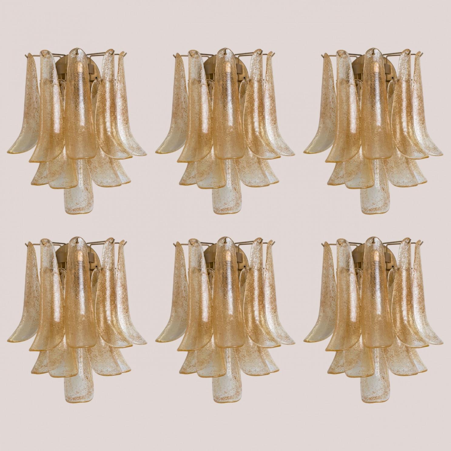 Varios apliques de Murano de cristal ámbar dorado, Italia en venta 2