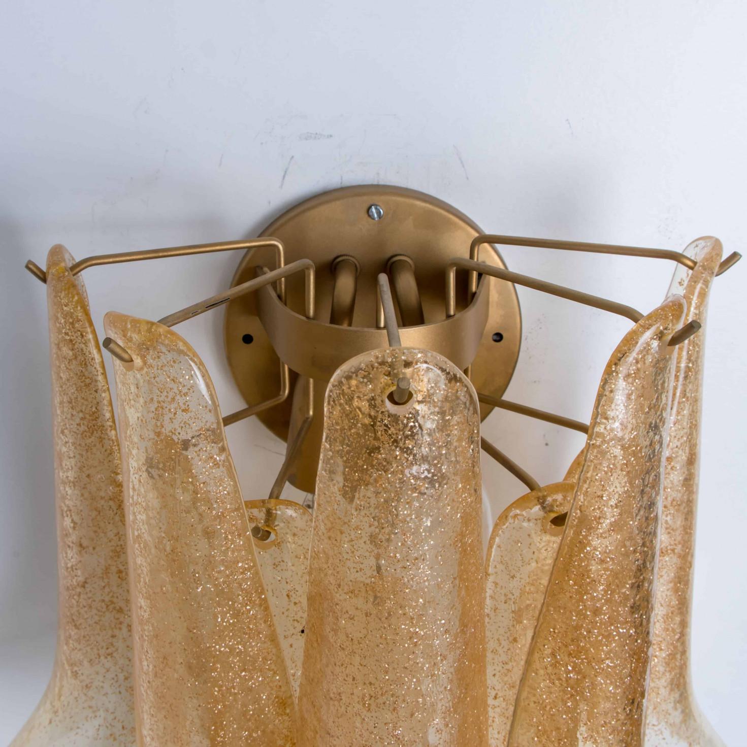 Varios apliques de Murano de cristal ámbar dorado, Italia en venta 3