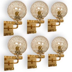 Several Gold-Plated Glass Wall Lights in the Style of Brotto, Germany 1970