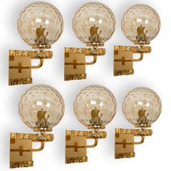 Several Gold-Plated Glass Wall Lights in the Style of Brotto, Germany 1970