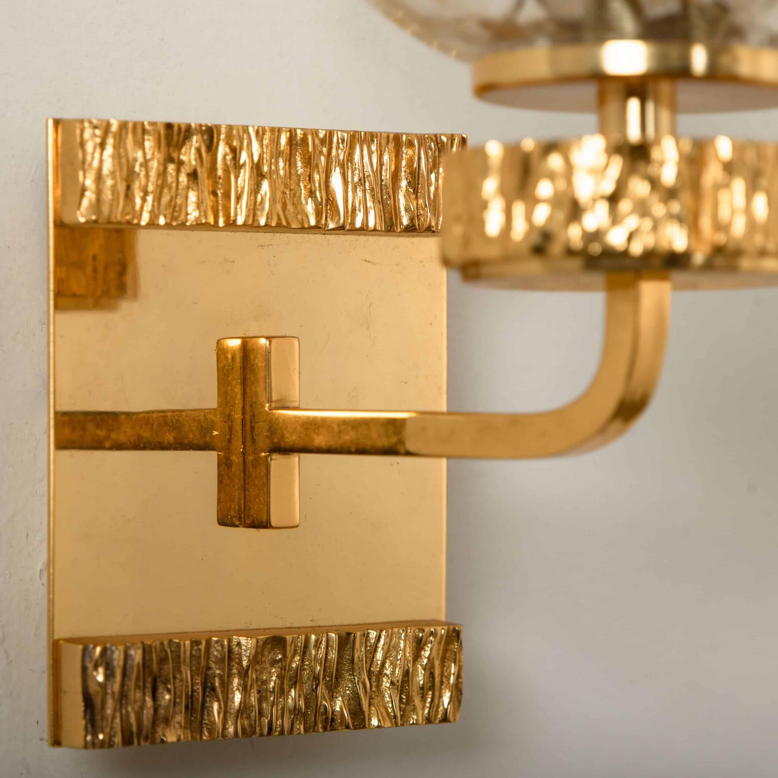 Mid-Century Modern Plusieurs lampes murales en verre doré dans le style de Brotto, Allemagne 1970 en vente