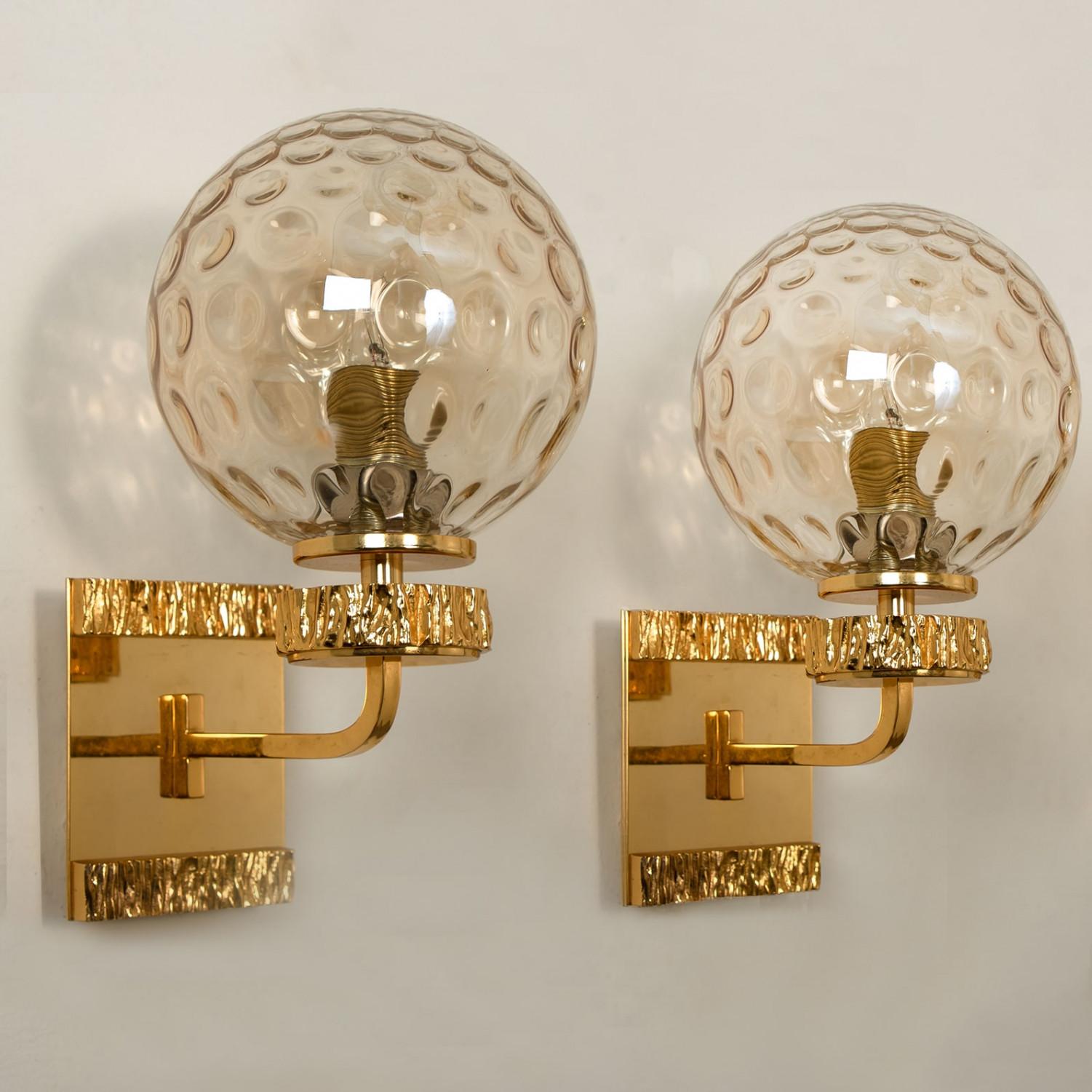 XX secolo Diverse lampade da parete in vetro placcato oro nello stile di Brotto, Germania 1970 in vendita