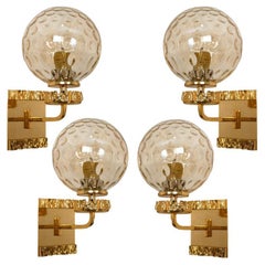 Diverse lampade da parete in vetro placcato oro nello stile di Brotto, Germania 1970