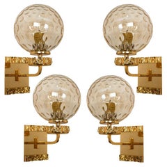 Diverse lampade da parete in vetro placcato oro nello stile di Brotto, Germania 1970