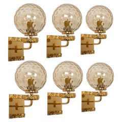 Several Gold-Plated Glass Wall Lights in the Style of Brotto, Germany 1970