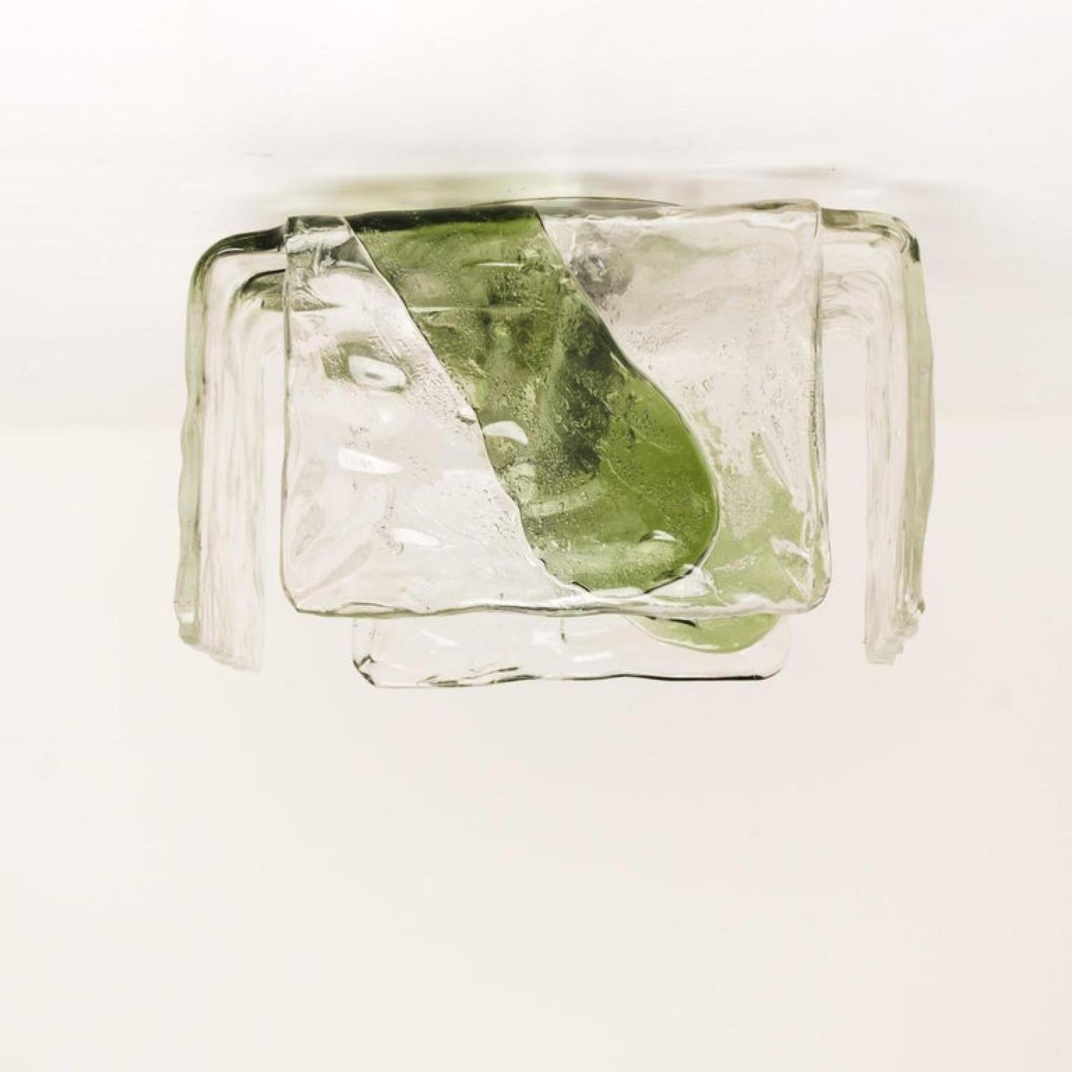 Several Green Hand Blown Flush Mounts, Sconces from J.T. Kalmar For Sale 2