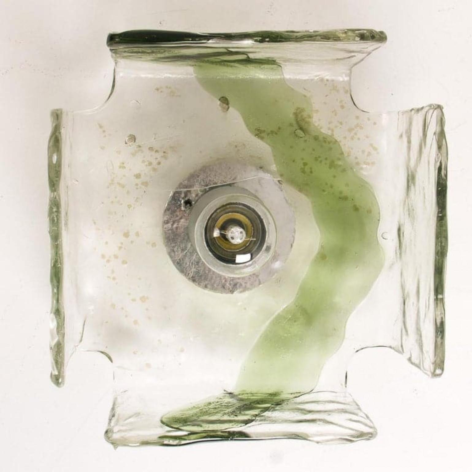 Several Green Hand Blown Flush Mounts, Sconces from J.T. Kalmar For Sale 3
