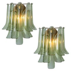 Several Green Murano Glass Leafs Wall Lights, Italy