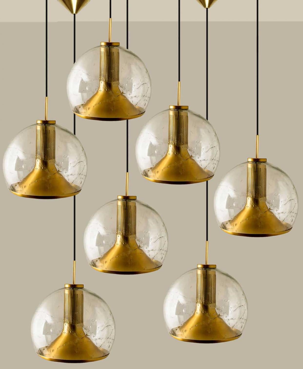 Lampe pédalant en verre doré soufflé à la main par Doria, Allemagne, 1970 en vente 10