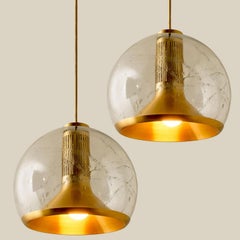 Several Hand Blown Gold Glass Pedant Light by Doria, Germany, 1970s