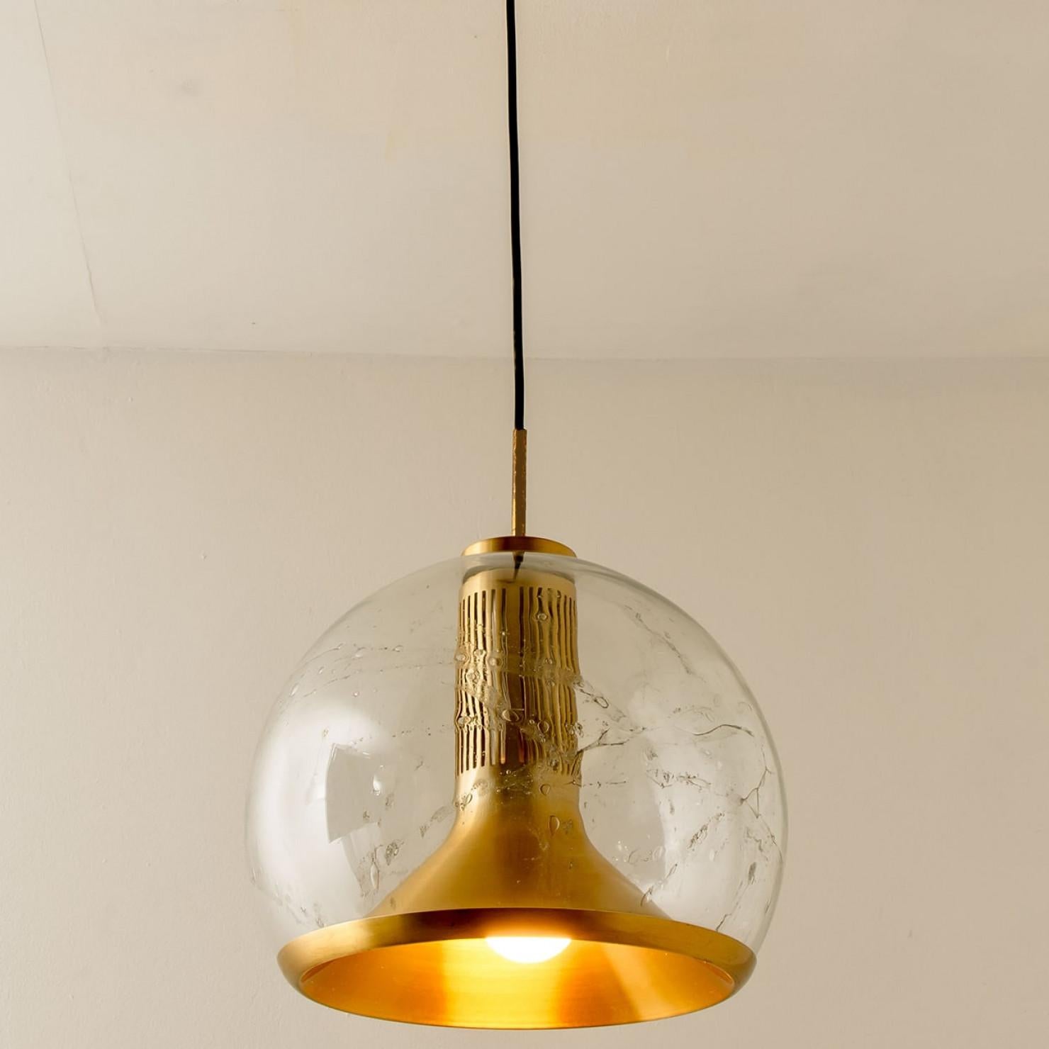 Mid-Century Modern Lampe pédalant en verre doré soufflé à la main par Doria, Allemagne, 1970 en vente