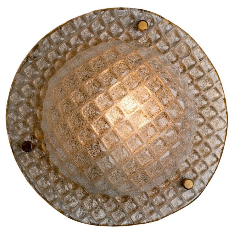Several Handmade Glass Brass Flush Mount or Wall Light by Hillebrands, 1970s