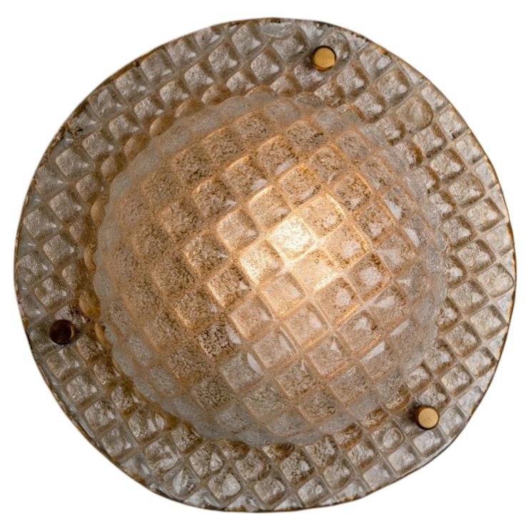 Mehrere handgefertigte Einbau- oder Wandleuchte aus Glas und Messing von Hillebrands, 1970er Jahre
