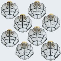 Several Iron and Clear Glass Flush Mounts by Limburg, Two Sizes, 1970