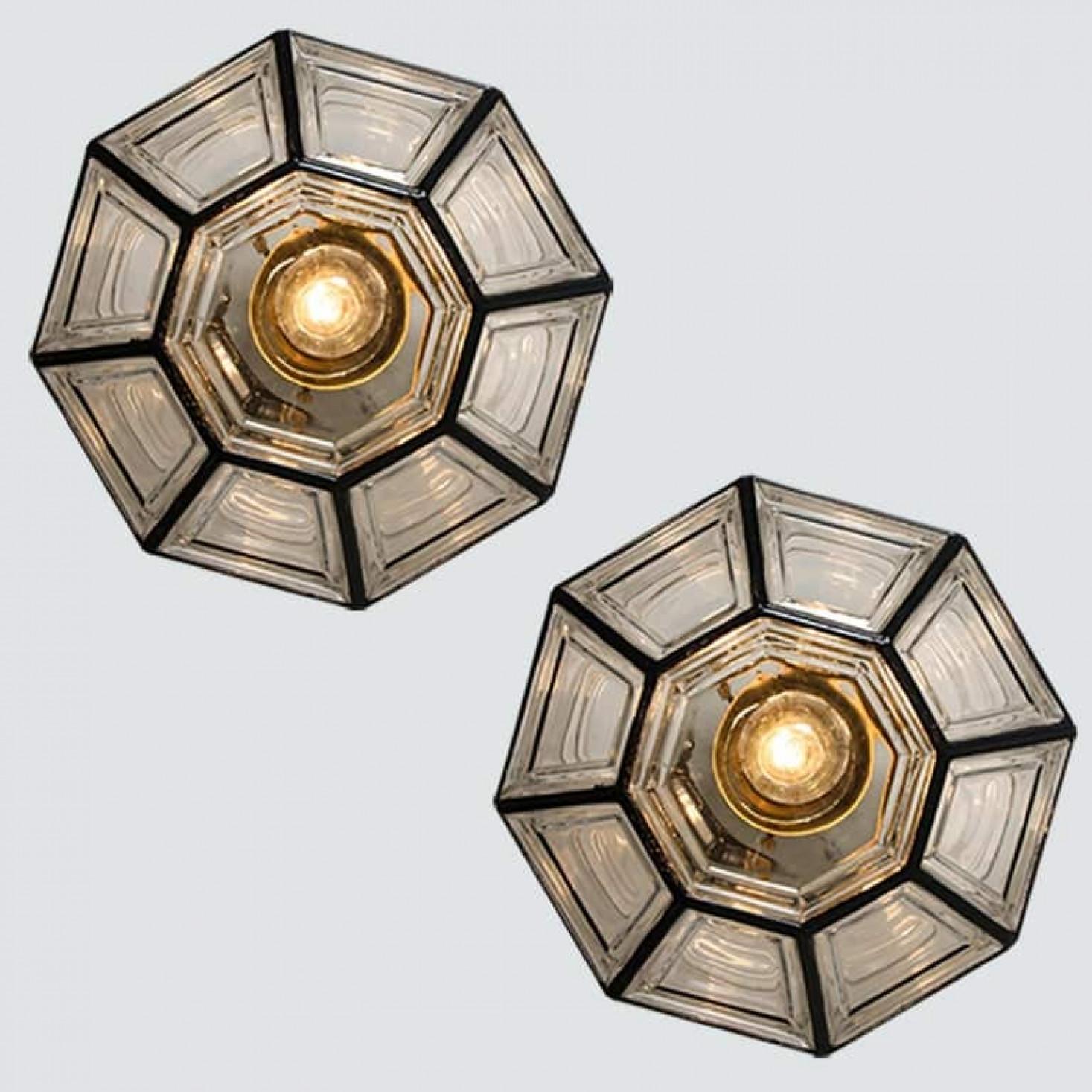 Varios empotrables de hierro y cristal transparente de Limburg, dos tamaños, 1970 en venta 1