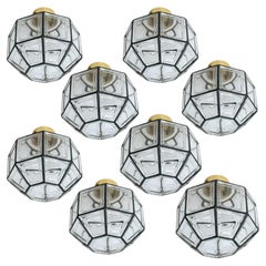 Several Iron and Clear Glass Flush Mounts by Limburg, Two Sizes, 1970