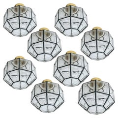 Several Iron and Clear Glass Flush Mounts by Limburg, Two Sizes, 1970