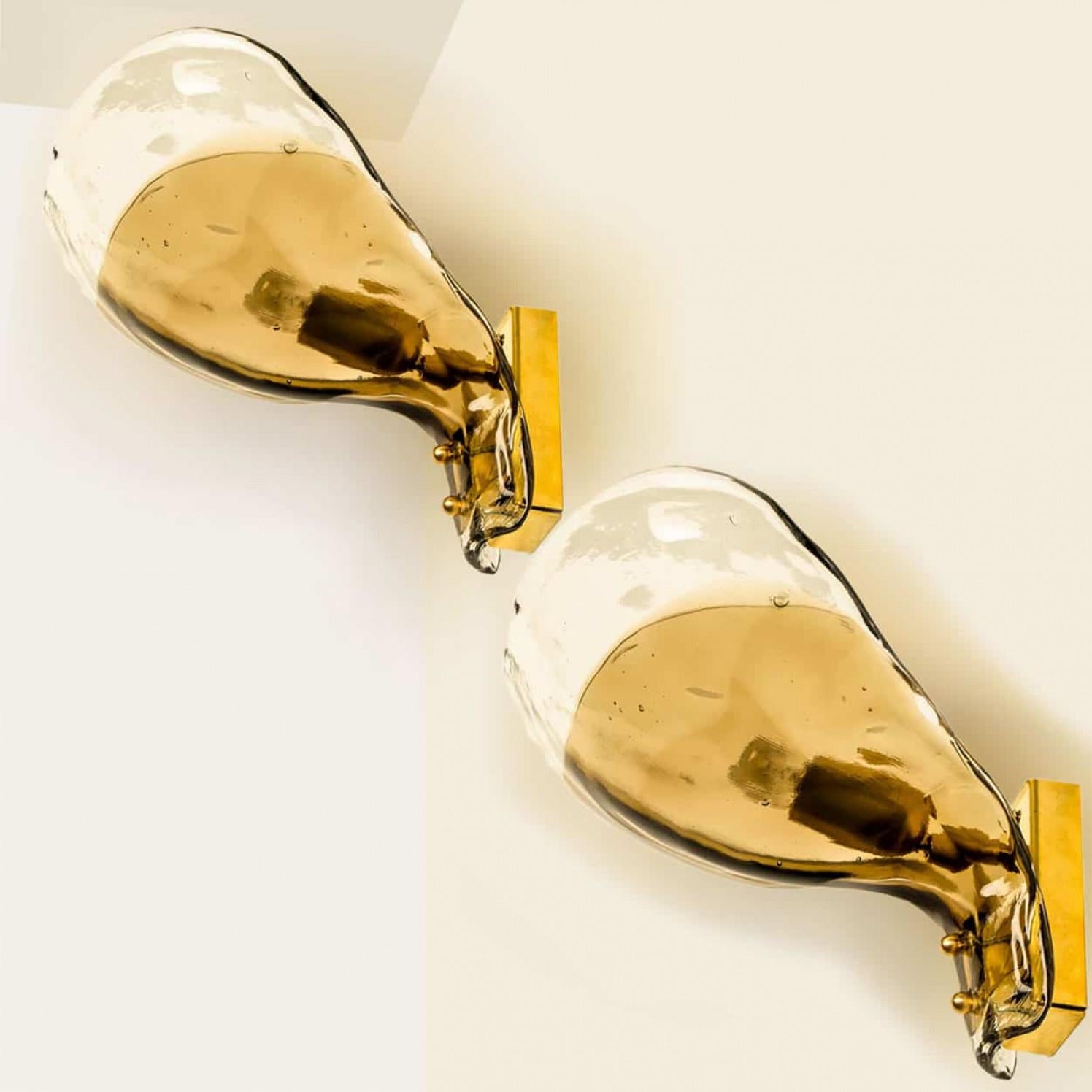 Several J.T. Kalmar Wall Lights Smoked Glass and Brass, 1970 For Sale 10