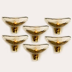 Several J.T. Kalmar Wall Lights Smoked Glass and Brass, 1970