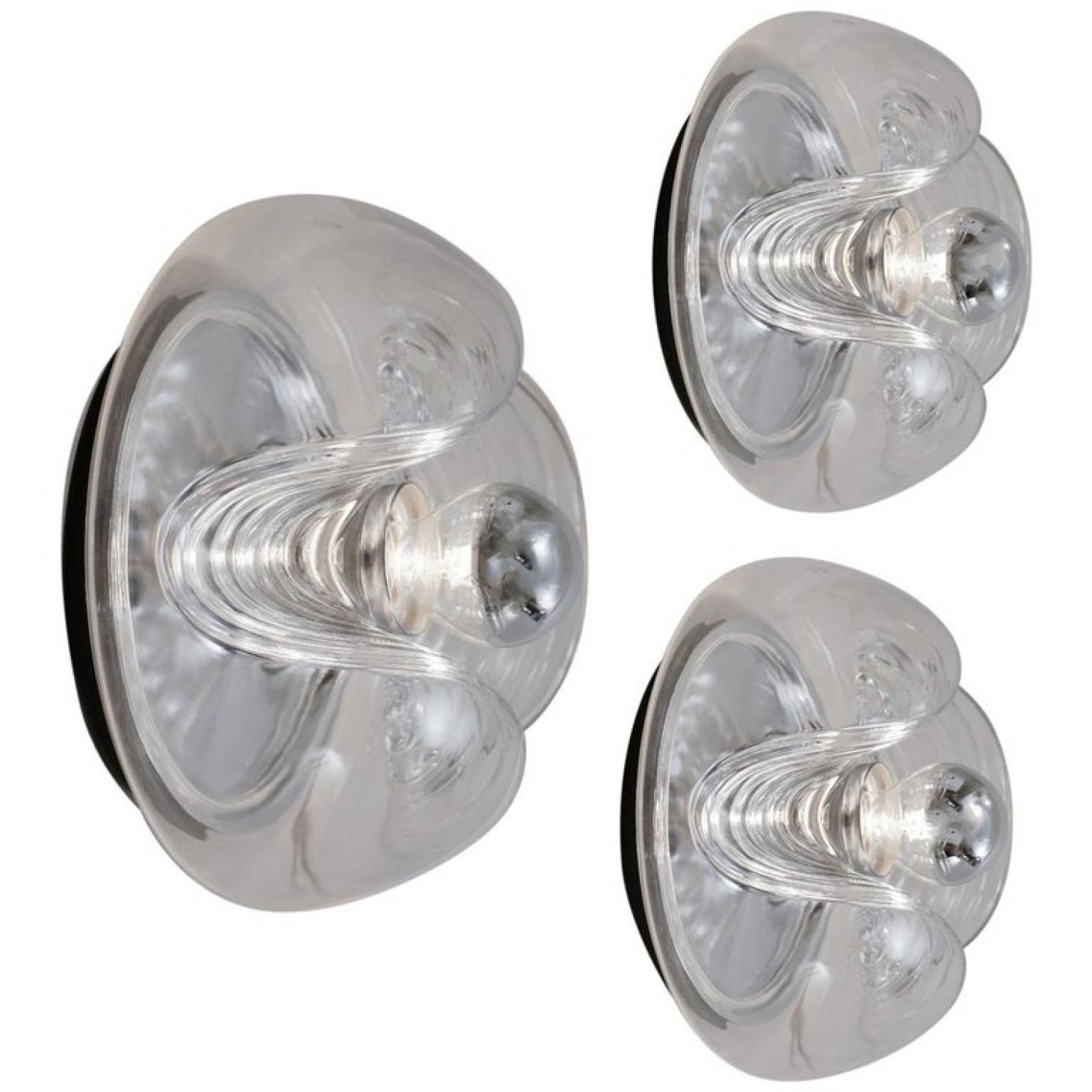 Mehrere Koch & Lowy Wandleuchter oder Lights aus Klarglas von Peill Putzler (Space Age) im Angebot