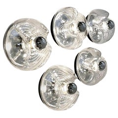 Several Koch 
Lowy Clear Glass Wall Sconces or Lights by Peill Putzler
