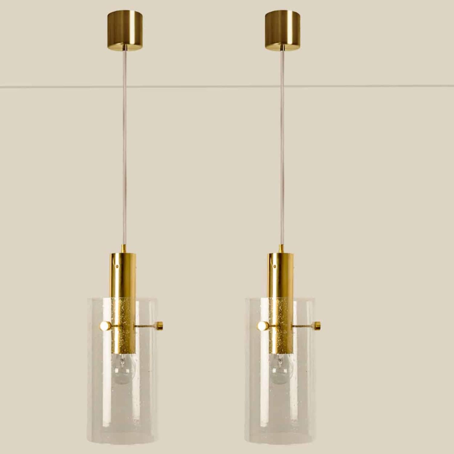 Diversi grandi pendenti in ottone e vetro di Glashütte Limburg, anni '70 in vendita 2