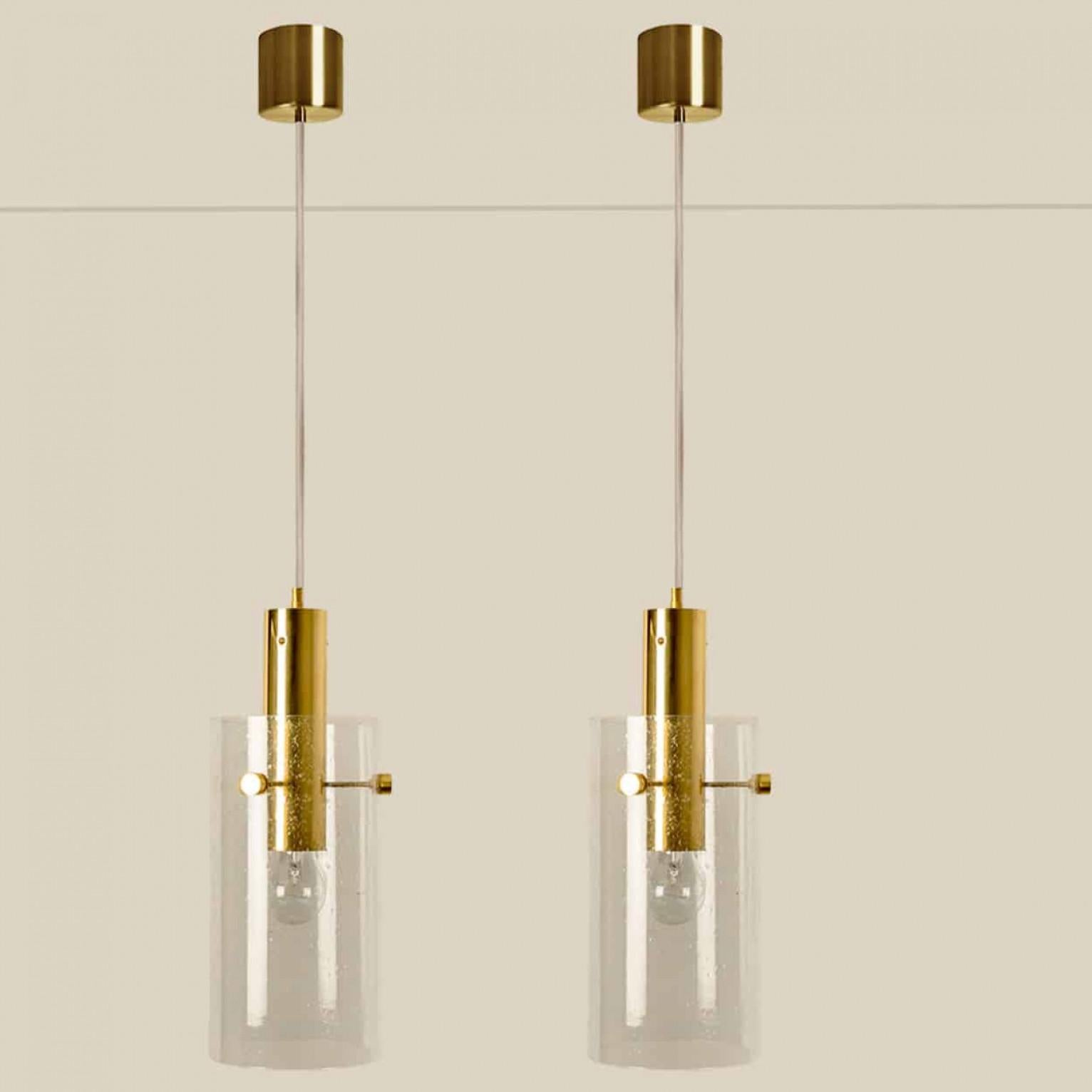 Diversi grandi pendenti in ottone e vetro di Glashütte Limburg, anni '70 in vendita 2