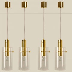 Several Large Brass & Glass Pendants by Glashütte Limburg, 1970s