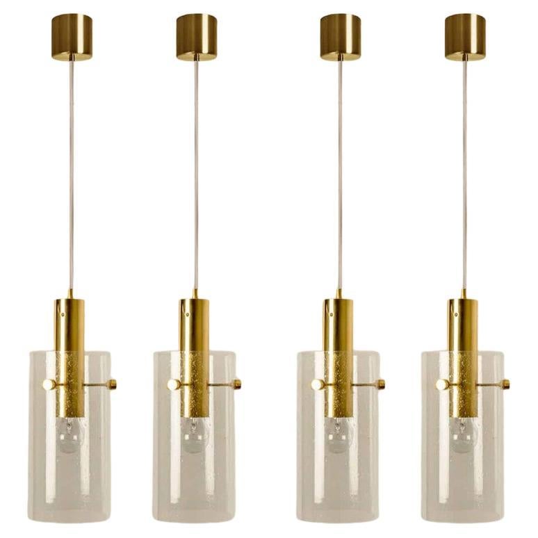 Diversi grandi pendenti in ottone e vetro di Glashütte Limburg, anni
70