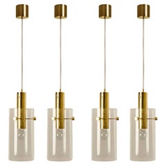 Diversi grandi pendenti in ottone e vetro di Glashütte Limburg, anni 
70