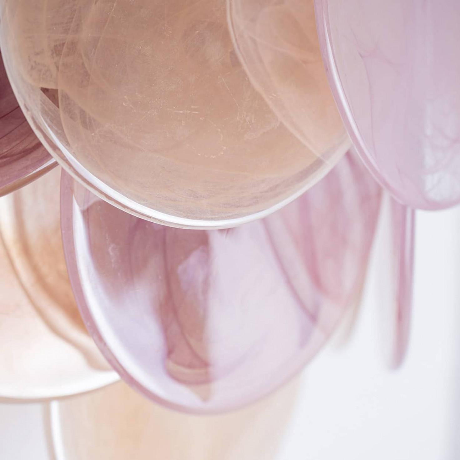 Mehrere große Murano-Scheiben aus rosa und braunem Glas und Wandleuchte aus Messing, Italien im Angebot 2