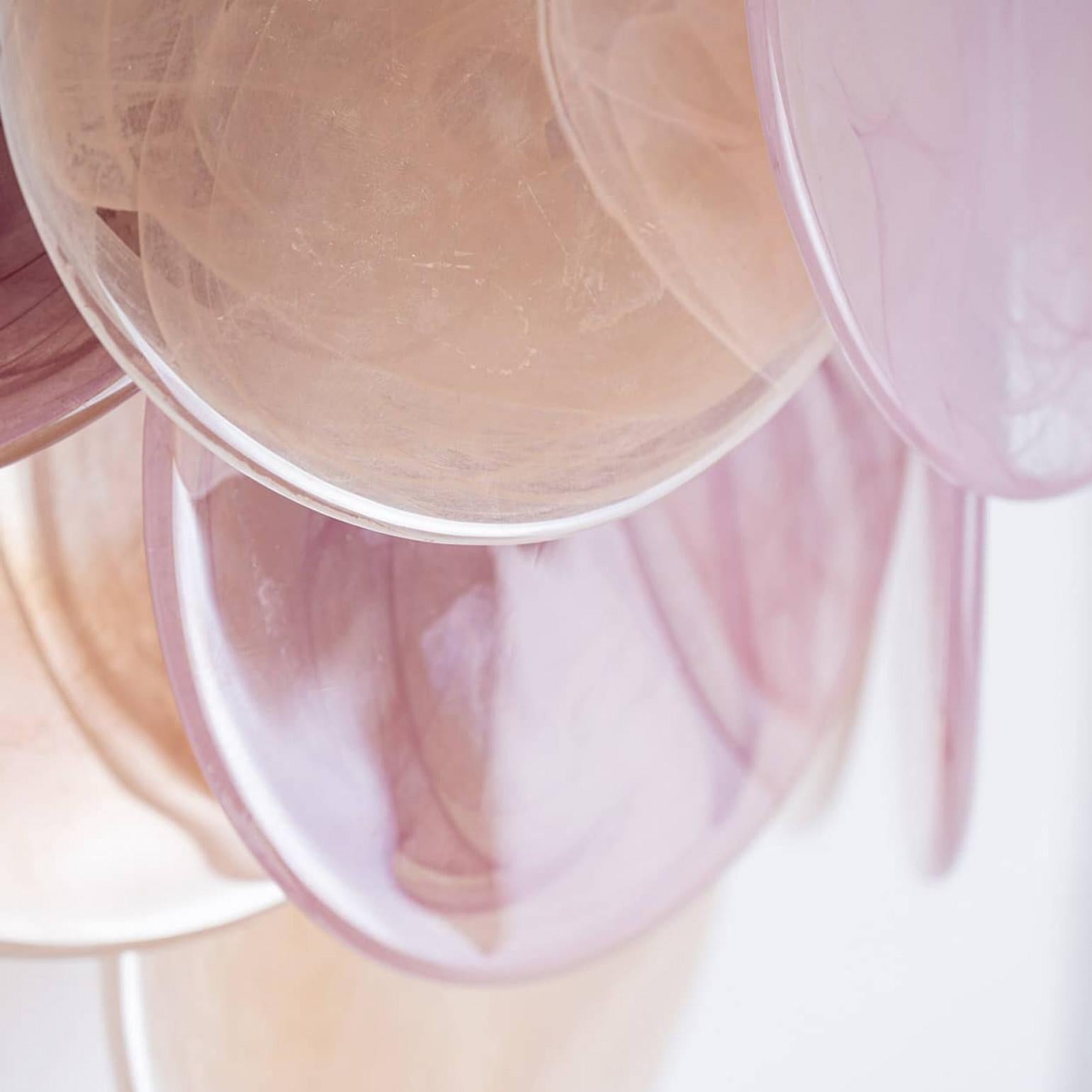 Several Large Murano Pink and Brown Glass Discs and Brass Wall Light, Italy en vente 1