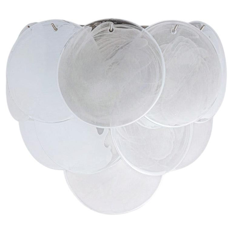 Several Large Murano White Glass Discs and Chrome Wall Lights, Italy