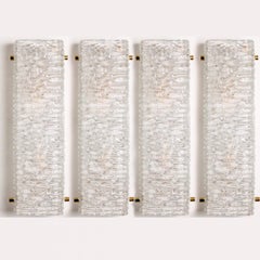 Several Large Structured Kaiser Wave Glass and Brass Wall Lights, 1970