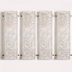 Diverse grandi lampade da parete strutturate in vetro e ottone di Kaiser Wave, 1970
