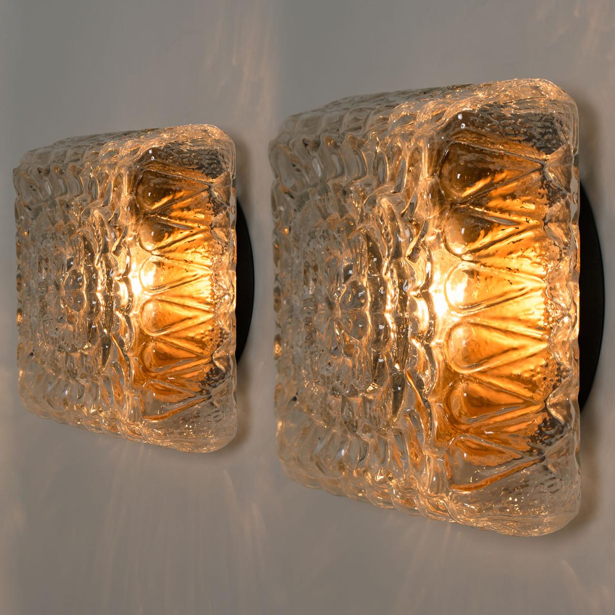 Several Limburg Style Flower Glass Flush Mounts or Wall Sconces, 1960s In Good Condition For Sale In Rijssen, NL